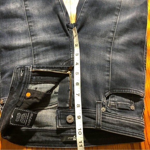 7 For All Mankind The Abby Black High Rise Front Seam Split Raw Hem Skinny Jeans - Picture 10 of 16